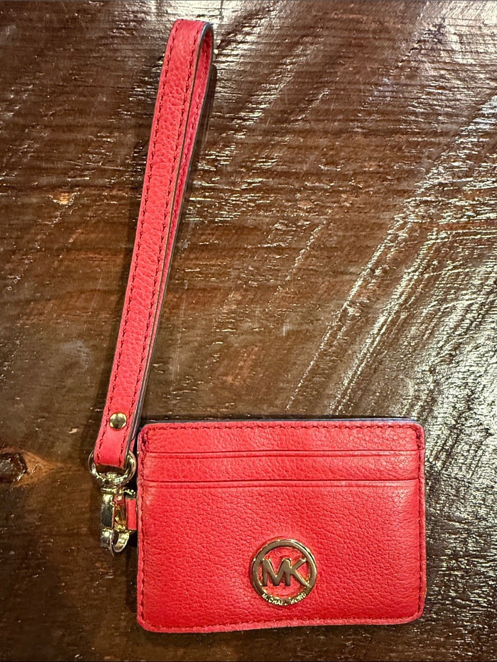 Michael Kors Red Leather Wristlet Card Case